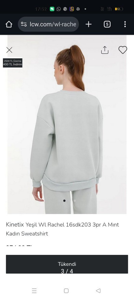 Gri Kadın Sweatshirt Uzun Kollu Rahat Kesim - Görsel 3