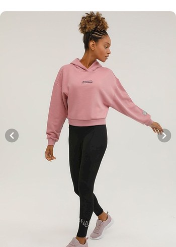 Pembe Yüksek Yakalı Kadın Sweatshirt - Görsel 3