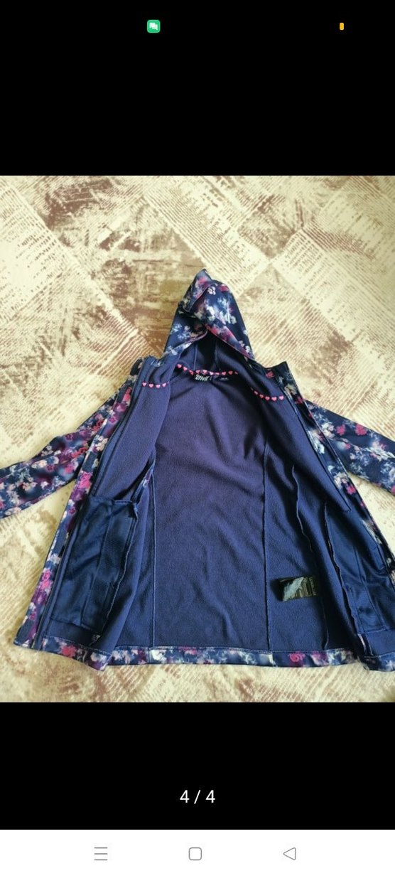 kıç çocuk Mor Uzun Kapüşonlu Fermuarlı Ceket - Görsel 2