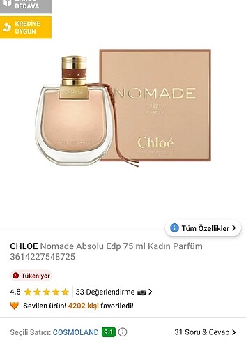 Chloe nomade absolu 75 ml kadın parfüm 