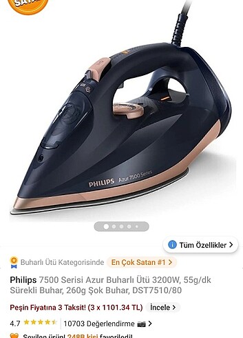 Philips azur 7500 serisi ütü 