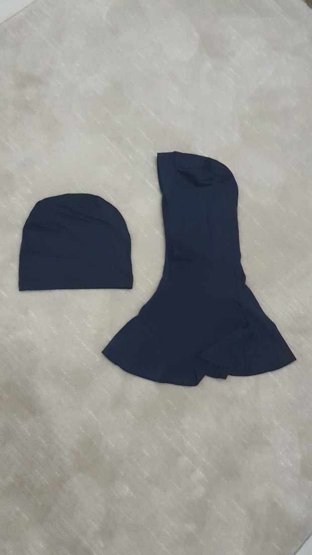 Koyu Lacivert Tesettür Mayo Takımı, Uzun Kollu, Basic,Haşema - Görsel 5