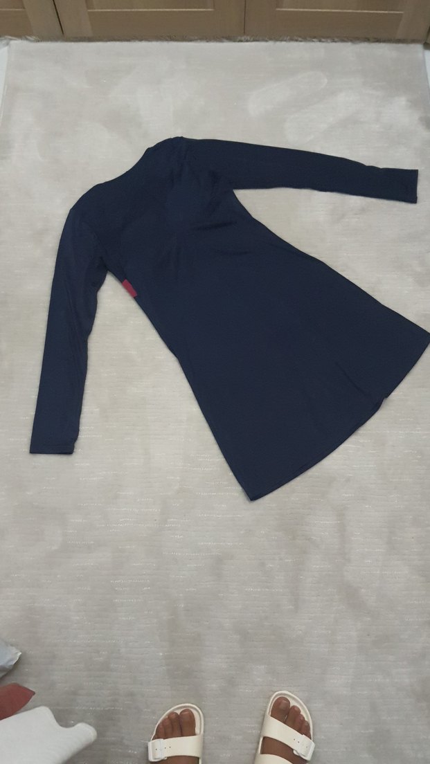 Koyu Lacivert Tesettür Mayo Takımı, Uzun Kollu, Basic,Haşema - Görsel 3