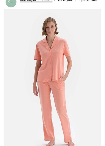 l Beden pembe Renk Dagi marka somon pijama takımı