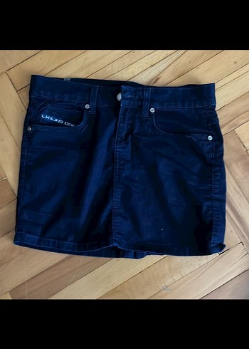 Siyah Kot Kemerli Mini Etek - Görsel 5