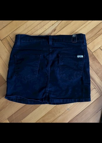 Siyah Kot Kemerli Mini Etek - Görsel 4