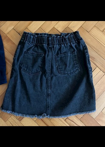 Siyah Kot Kemerli Mini Etek - Görsel 2