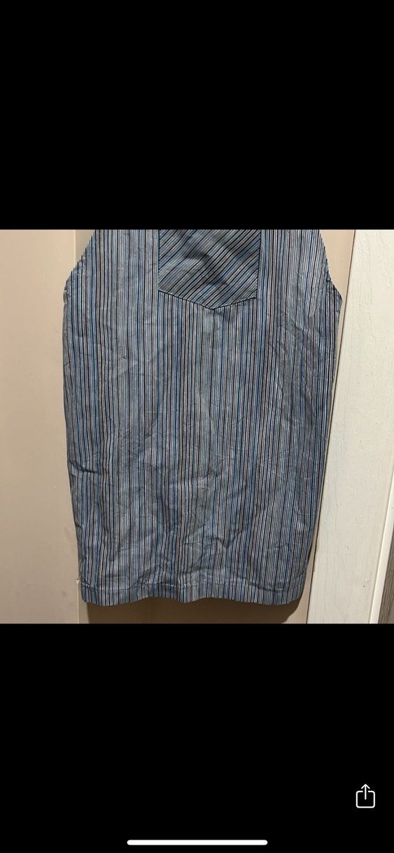 Çizgili Mavi  kız çocuk askılı elbise - Görsel 3