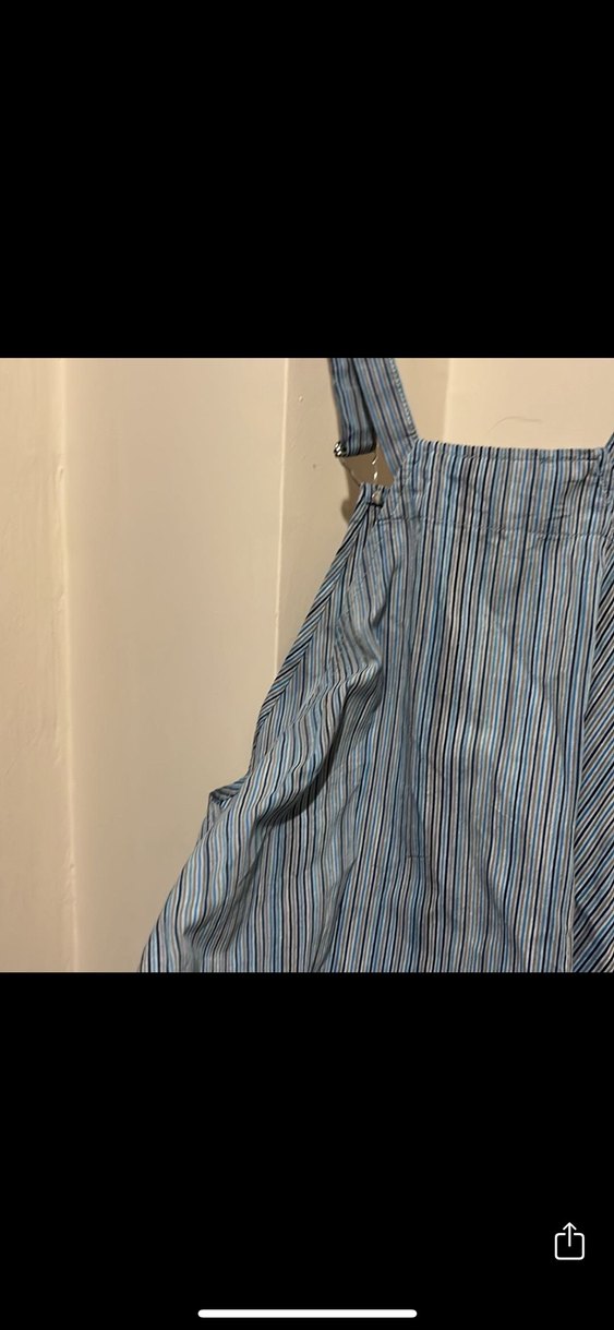 Çizgili Mavi  kız çocuk askılı elbise - Görsel 2