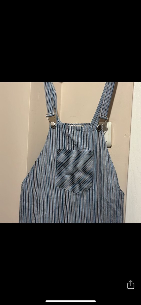 Çizgili Mavi  kız çocuk askılı elbise - Görsel 4