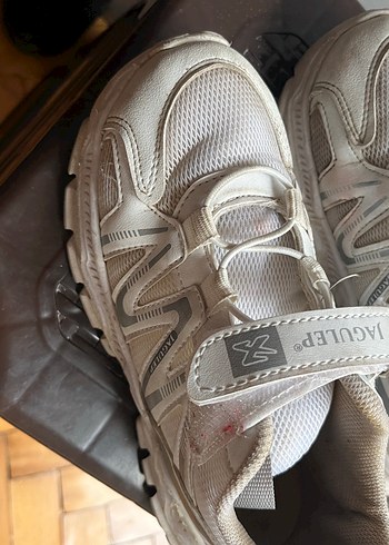 Beyaz Gri Bağcıklı kız çocukSpor Ayakkabı - Görsel 2