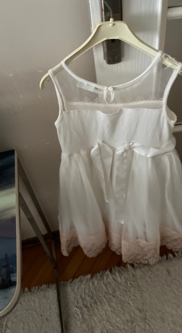 Kız Çocuk Beyaz Dantel Bohem Elbise - Görsel 4