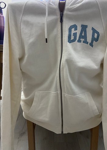 Beyaz GAP Fermuarlı Sweatshirt