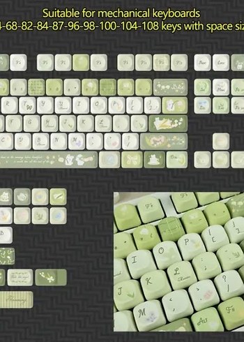 Spring Green Tree Leaves Temalı Keycaps