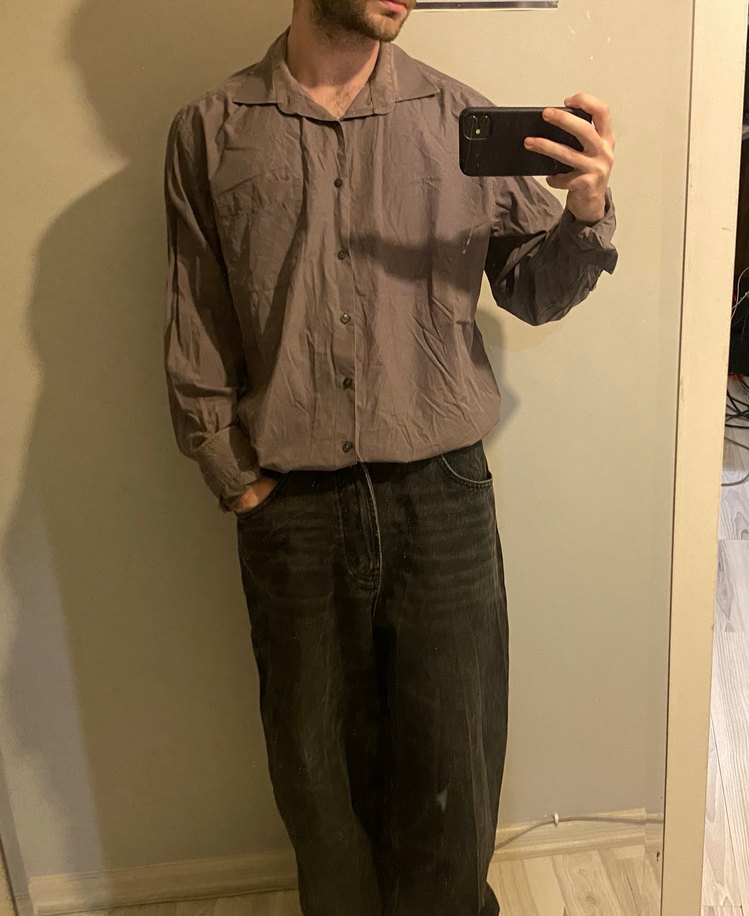 Kahverengi Keten Uzun Kollu Gömlek - Görsel 3