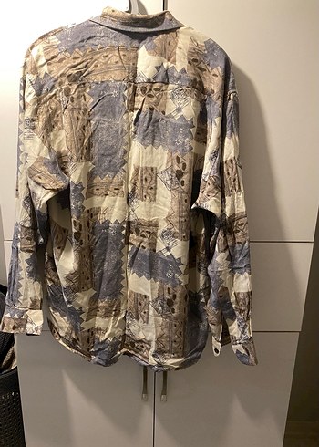 Unisex Gömlek Uzun Kollu Bol Kesim Pamuk - Görsel 2