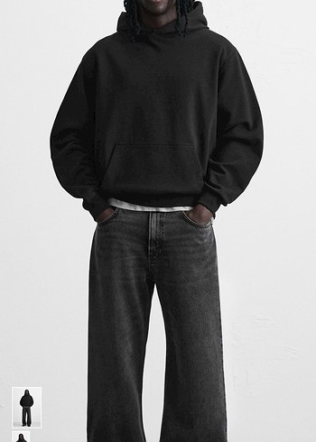 Zara kapüşonlu Siyah Hoodie