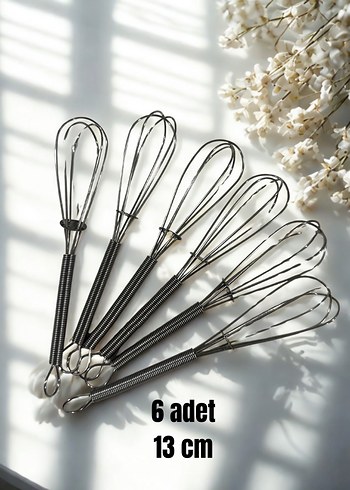 6'lı 13 cm Gri Mutfak Çırpıcı Seti - Görsel 2