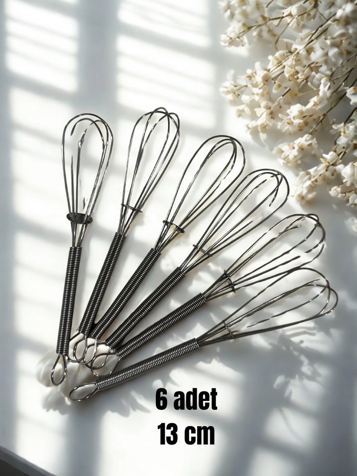 6'lı 13 cm Gri Mutfak Çırpıcı Seti - Görsel 2