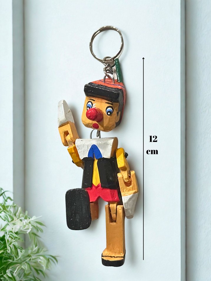 Renkli Ahşap Pinokyo Anahtarlık Figürü - Görsel 2