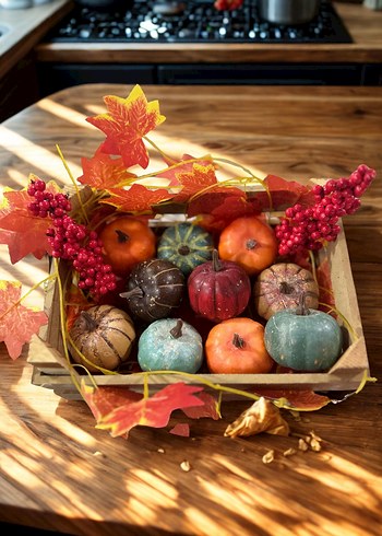 Renkli Sonbahar Dekoratif Balkabağı Seti - Görsel 2