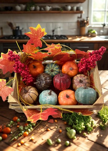 Renkli Sonbahar Dekoratif Balkabağı Seti - Görsel 4