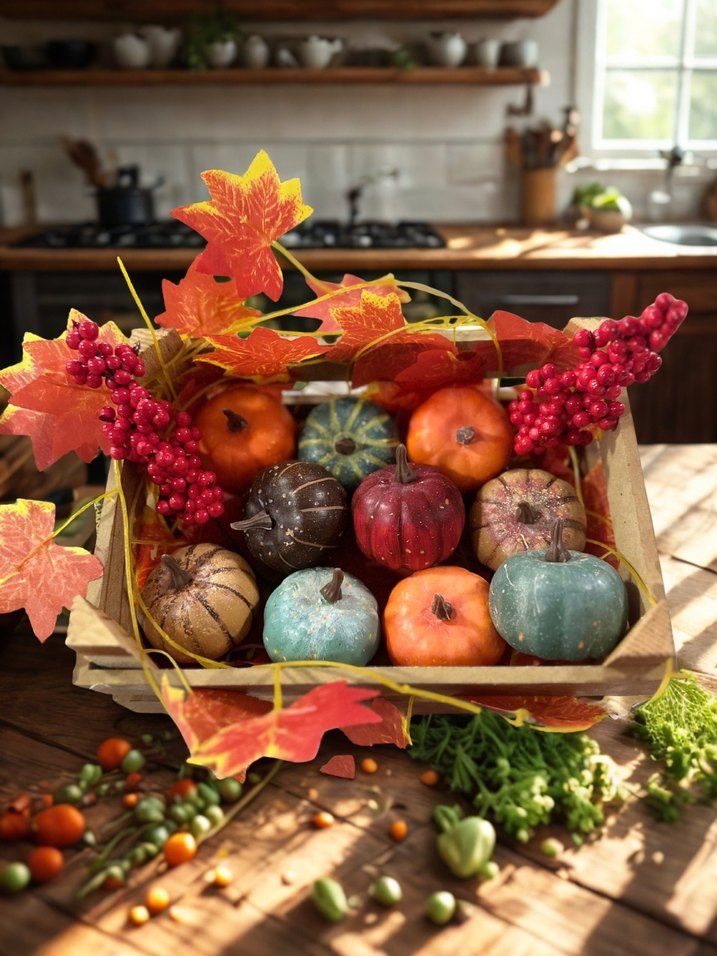 Renkli Sonbahar Dekoratif Balkabağı Seti - Görsel 4