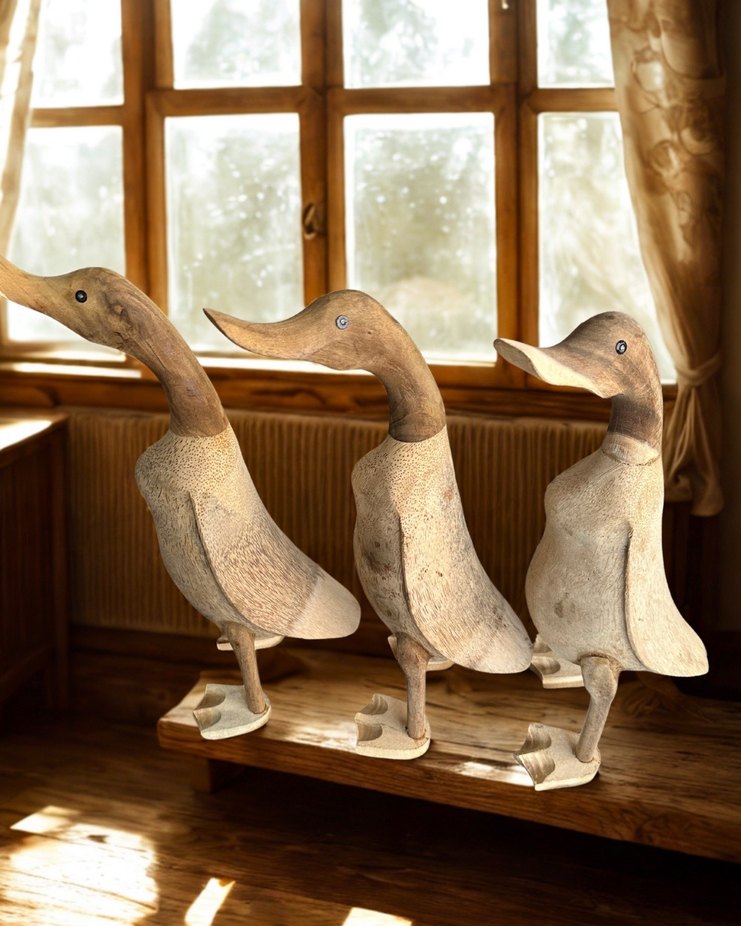Ahşap el yapımı ördek dekor - Görsel 3