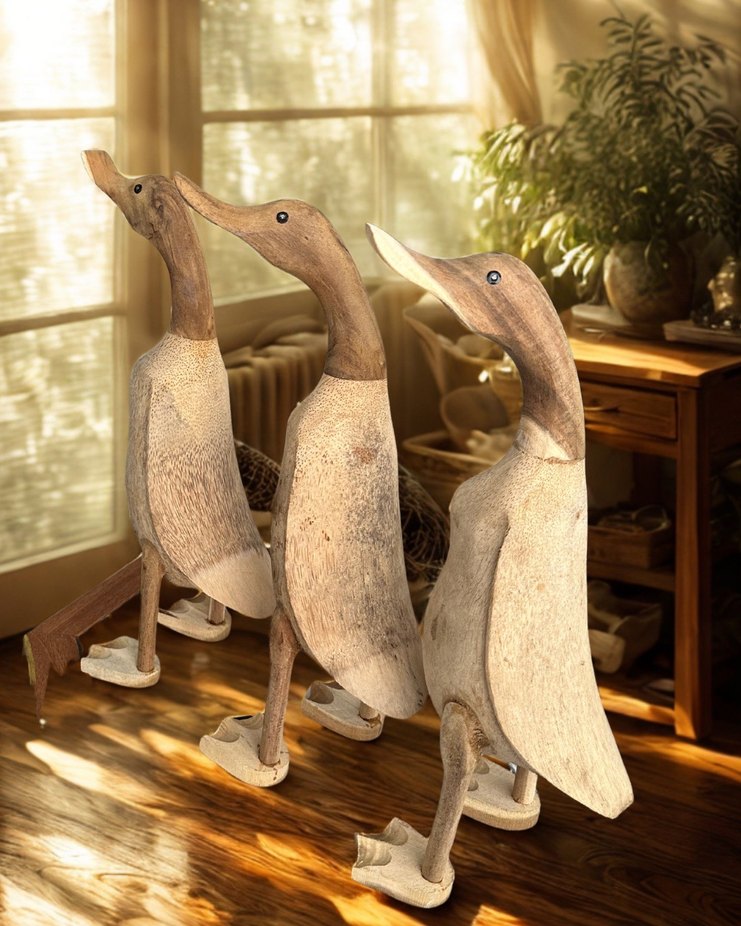 Ahşap el yapımı ördek dekor - Görsel 2