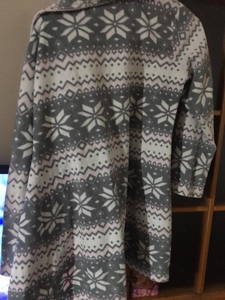 Gri Bohem V Yaka Örme Midi Ceket - Görsel 2