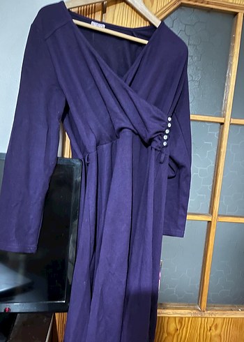 Kadın Mor Uzun Kollu Salaş elbise - Görsel 2