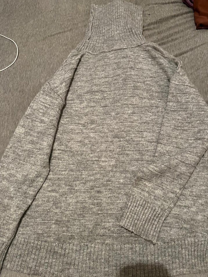 Gri Örgü Boğazlı Kadın Kazak - Görsel 2