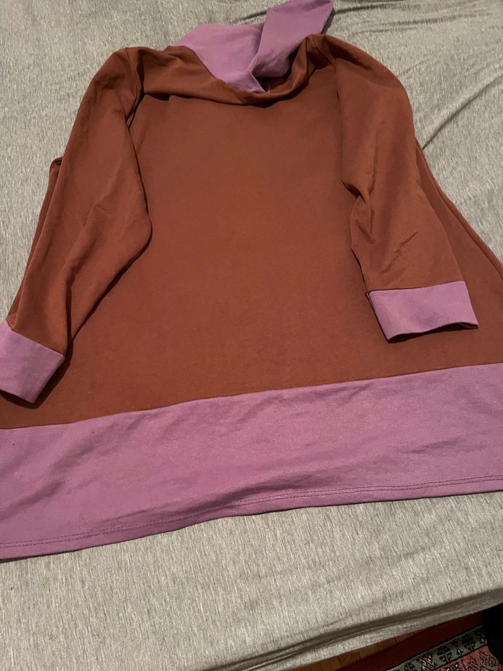 Kahverengi Mor Kapüşonlu Oversize Sweatshirt - Görsel 2