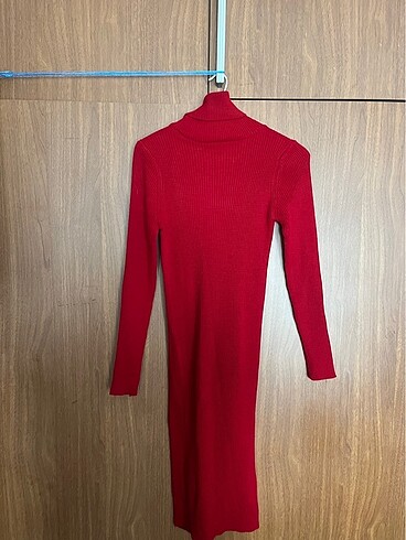 s Beden Kırmızı triko uzun elbise