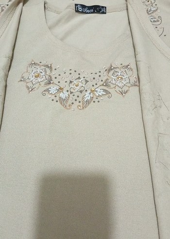 İnci İşlemeli Beyaz Uzun Kadın Hırka - Görsel 3