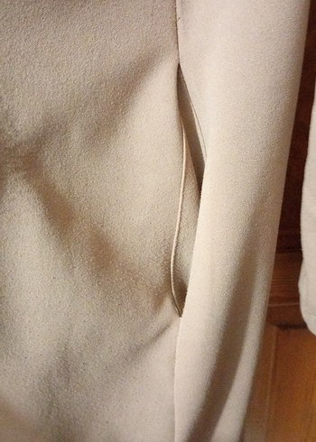 Bej Düğmeli Kadın Uzun Kaban - Görsel 5