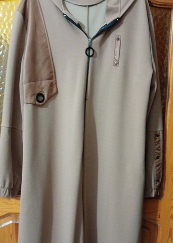 Bej Düğmeli Kadın Uzun Kaban - Görsel 8