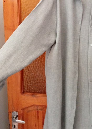 Gri Düğmeli bayan gömlek tunik - Görsel 3