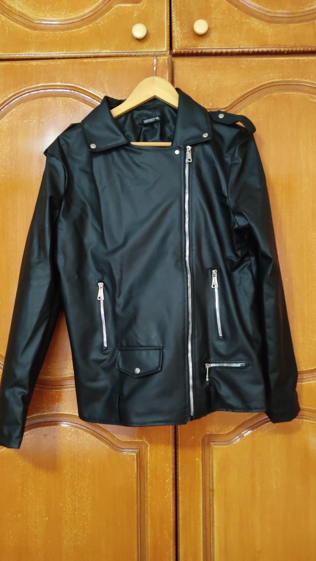 Siyah Kadın Deri Biker Ceket - Görsel 2