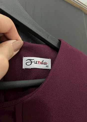 46 Beden Bordo Uzun Kollu Nakışlı Kadın Tunik Takım
