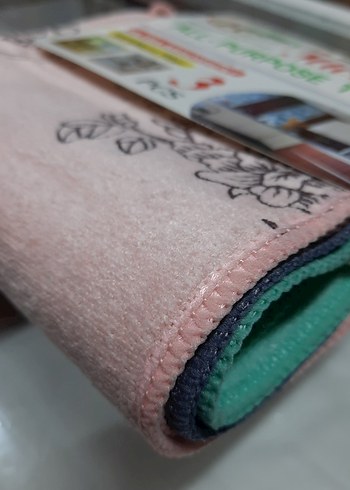 Beden pembe Renk Desenli Baskılı Mikrofiber Mutfak Havlusu 3'lü