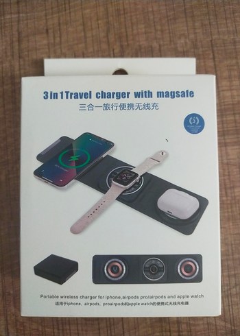 ıpone 3'ü Bir Arada Kablosuz Şarj Aleti Siyah - Görsel 2