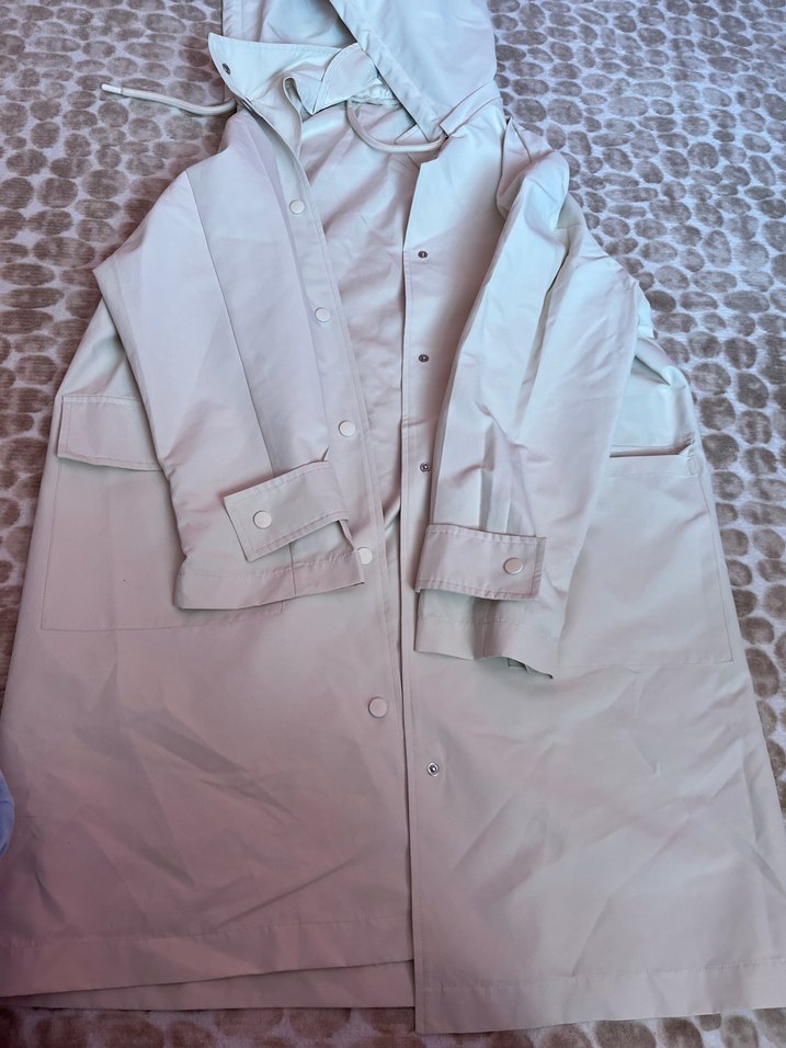 Düğmeli Bej Midi Kadın Yağmurluk - Görsel 2