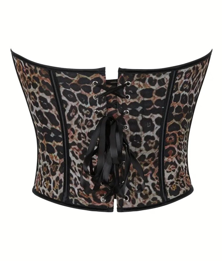 Kahverengi Yılan Baskılı Sırtı Açık Büstiyer - Görsel 2