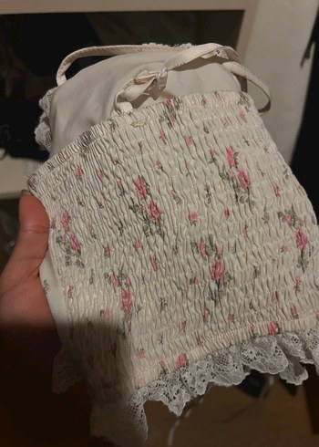 Pastel Çiçekli Dantel Detaylı Straplez Bustiyer shein - Görsel 6