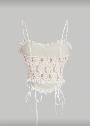 Pastel Çiçekli Dantel Detaylı Straplez Bustiyer shein - Görsel 2