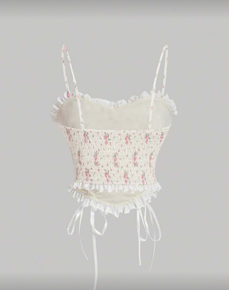 Pastel Çiçekli Dantel Detaylı Straplez Bustiyer shein - Görsel 2