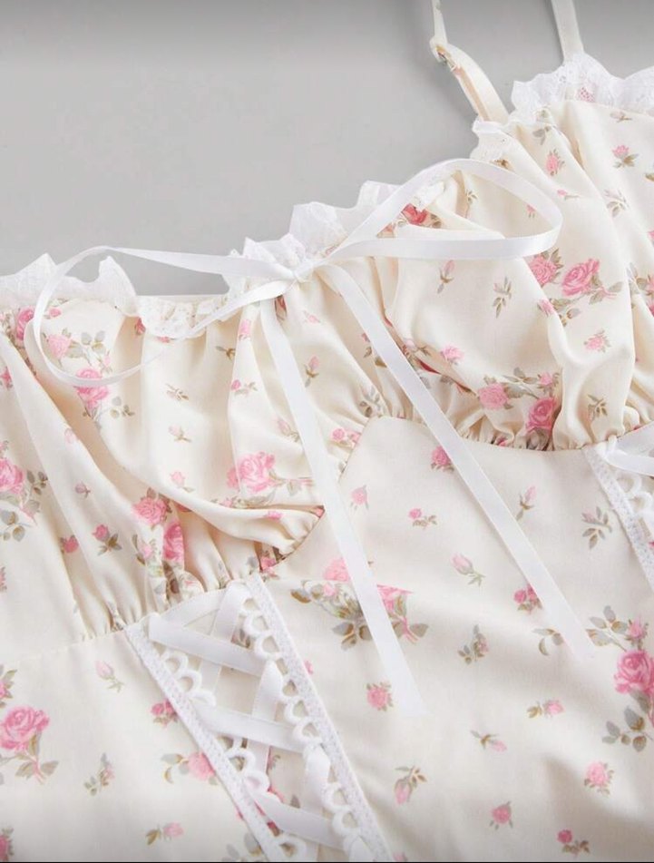 Pastel Çiçekli Dantel Detaylı Straplez Bustiyer shein - Görsel 3