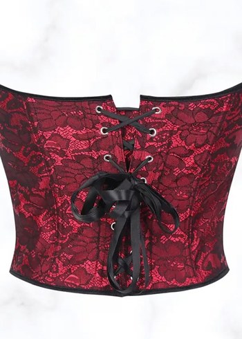Burgundy Dantel İşlemeli Straplez Büstiyer - Görsel 3