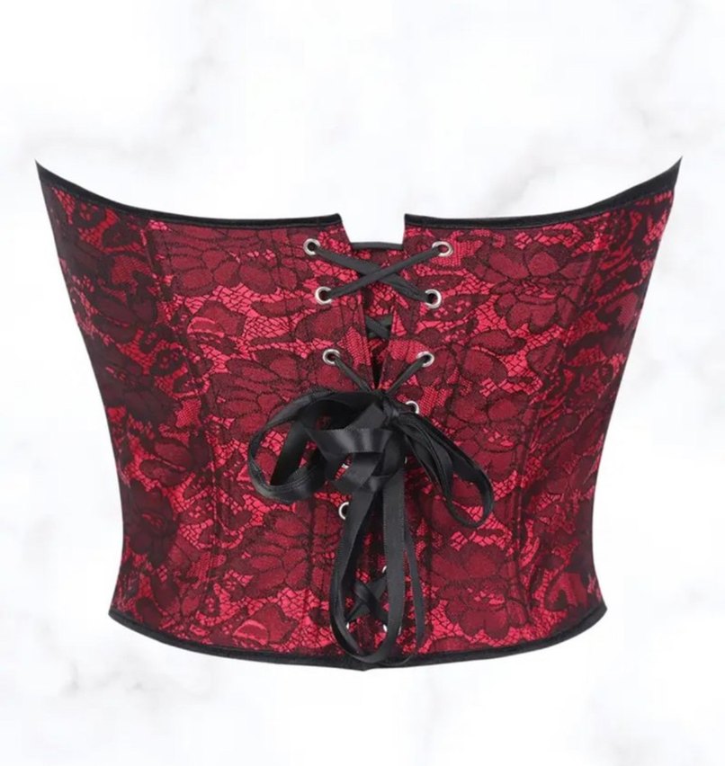 Burgundy Dantel İşlemeli Straplez Büstiyer - Görsel 3